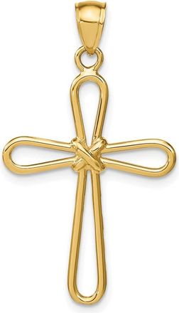 Diamond2Deal 14k Yellow Gold Polished Rounded Cross -X- Center Pendant