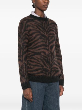 Parosh Zebra-Pattern Knit Sweater - Brown