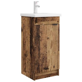 vidaXL Vanidad De Ba&ntilde;o Con Lavabo Madera Envejecida 42 X 40 X 84,5 Cm Vidaxl