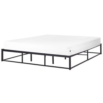 Beliani Cama Industrial Moderno Marco De Metal Doble Listones Incorporados Sin Reposacabezas 180 X 200 Cm Negro Viry