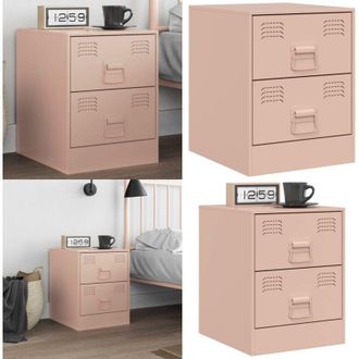 vidaXL Comodino Rosa 34,5x39x44 cm in Acciaio - Comodino rosa - Comodino da camera da letto