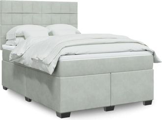vidaXL Vidaxl - Cama Box Spring Con Colch&oacute;n Terciopelo Gris Claro 140x190 Cm