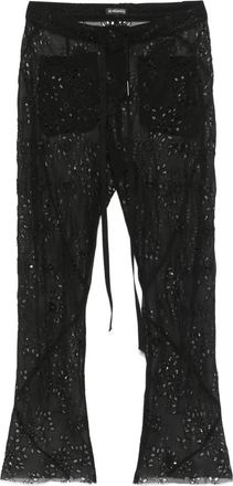 Ann Demeulemeester Zwarte Broek met Trekkoord en Knoopsluiting - Dames - Vrijetijds broeken - Zwart - XS - Broeken