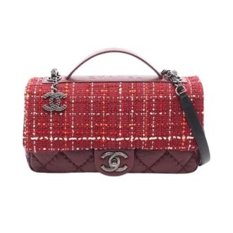 Chanel Pre-owned Airline Matelasse Top Handle 2Way Shoulder Bag - Dames - Pre-owned - Rood - Maat: ONE Size Leer
