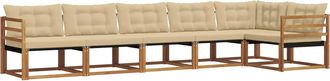 vidaXL Conjunto De Sof&aacute;s De Exterior 6 Uds. Natural Y Beige Vidaxl