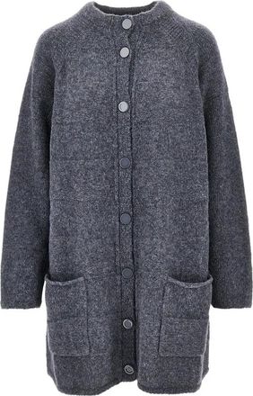 Emporio Armani Lang vest van alpacamix - Dames - Truien - Grijs - Maat: M Wol