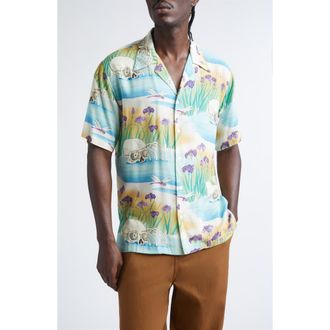 Endless Joy Iris Camp Shirt in Blue Multi at Nordstrom, Size X-Large