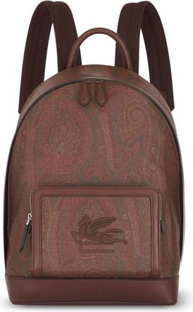 Etro paisley-jacquard backpack - men - Cotton/Polyester/Calf Leather/Polyester - One Size - Brown
