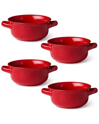 Certified International Berry Red Set Of 4 Soup Crocks