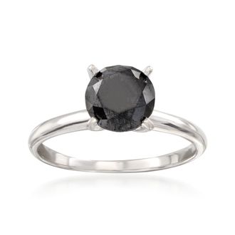 Ross-Simons Black Diamond Solitaire Ring in 14kt White Gold