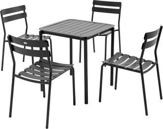 Oviala Mesa de terraza cuadrada (70 x 70 cm) y 4 sillas negras