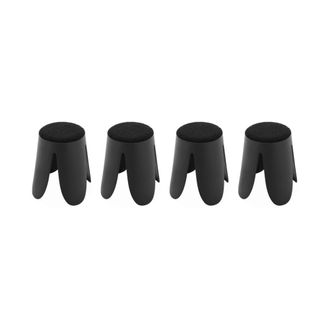 Sweeek Taburetes apilable de borreguito texturizado, set de 4, negro