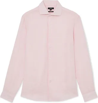 Reiss Ruban Regular Fit Solid Linen Button-Up Shirt in Rose Pink at Nordstrom, Size Xx-Large