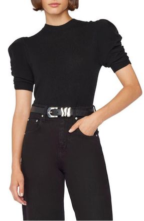 Frame Denim Ruched Sleeve Recycled Cashmere & Wool Sweater in Noir at Nordstrom, Size X-Small