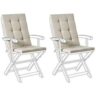 Beliani Beliani - Conjunto De 2 Cojines Para Asiento Y Respaldo De Sillas De Exterior Con Lazos Gris Pardo Maui