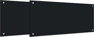 vidaXL Salpicadero De Cocina 2 Pcs Negro 90 X 40 Cm Vidrio Templado Vidaxl