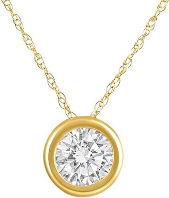 Pompeii3 90Ct Diamond Bezel Pendant Solitaire Necklace 14k Yellow Gold Lab Grown
