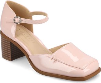 Journee Collection Evangeline Block Heel Pump in Pink Patent at Nordstrom Rack, Size 6.5
