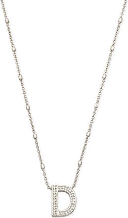 Kendra Scott Initial Pendant Necklace in Rhodium Metal-D at Nordstrom