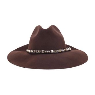 Golden Goose Studded Leather Hats Made in Italy - female - Golden Goose - Accessories - Brown - S - Accessories