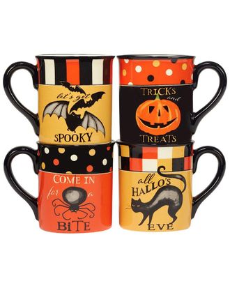 Certified International Set Of 4 Spooky Halloween Mugs