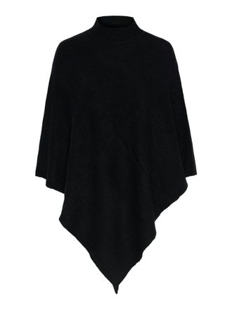 Pieces Strickponcho PIECES PCFORTUNA HIGH NECK PONCHO NOOS BC, Damen, schwarz, Strick, Obermaterial: 55% Polyester, 25% Polyacryl, 18% Nylon, 2% Elasthan, un