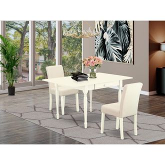 East West Furniture Dining Room Set Linen White, MZAB3-LWH-02