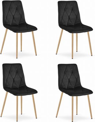 OEM Silla Libra - Terciopelo Negro / Patas Color Madera X 4