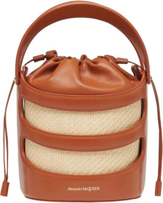 Alexander McQueen Rise Bucket Bag in Bruin - Dames - Schoudertassen - Bruin - ONE Size - Leer - Tassen