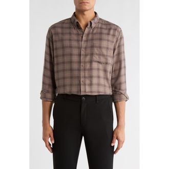 Weatherproof Vintage Luxe Plaid Flannel Button-Up Shirt in Fossil Brown at Nordstrom Rack, Size Xx-Large