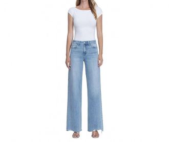 Flying Monkey Seattle High Rise Raw Hem Jeans In Light Wash
