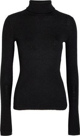 Maria McManus Ribbed Turtle-neck Merino Wool top - Black - S (UK8-10 / S)