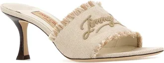 Jimmy Choo London Womens Group Mule Beige Fabric Sandal