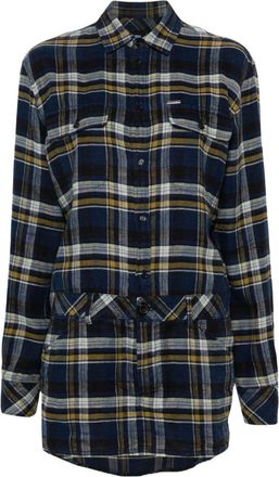 Dsquared2 plaid-check mini dress - women - Cotton/Linen/Flax - 38 - Blue