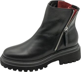 Halmanera Schoenen, Dames, Zwart, 38 EU, Leer, Rue 26 Savana Enkellaars
