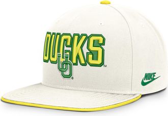 Nike Oregon Legacy Letter & Mascot Pro Nike Mens Dri-FIT College Adjustable Hat in White | NC120KGWUOV-207