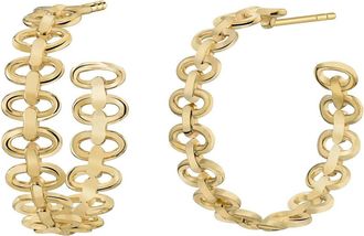Gold & Honey Womens Landscape Link Hoop Earrings In Gold