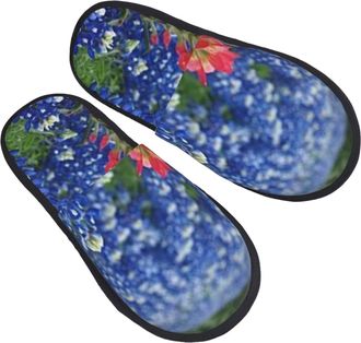 Generic Camping Slippers Bluebonnets Flower Unisex Hotel Slippers Soft Cotton Slipper For Holiday Indoor Women M