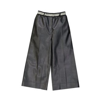 Stella McCartney Leren Broek - Dames - Vrijetijds broeken - Zwart - M - Leer - Broeken