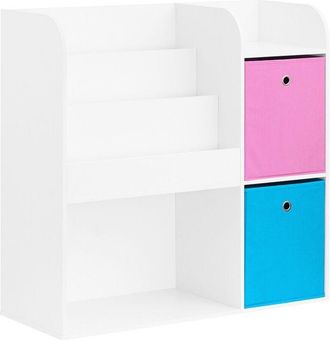 SoBuy Organizador De Juguetes Estanter&iacute;a Infantil Con 2 Cajas De Colores Estanter&iacute;a De Almacenamiento Multifuncional Con 3 Estantes 89 X 35 X 87 Cm Kmb37-f 