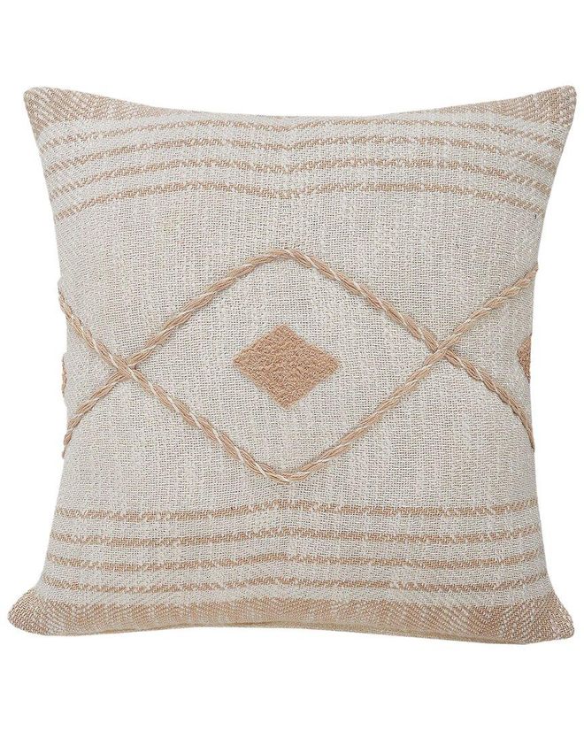 Sindy Coastal Edge Tan Geometric Diamond Throw Pillow