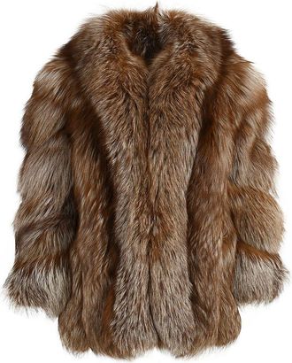 Wanan Luxury Giacca Camilla Marrone in Pelliccia di Volpe-Donna