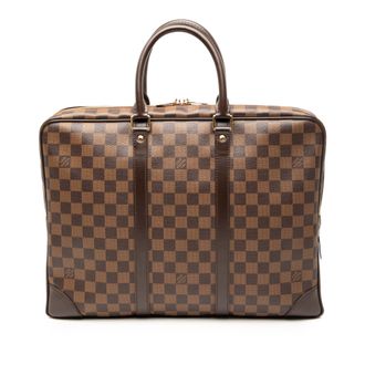 Louis Vuitton Coated Canvas Damier Ebene Porte Documents Voyage PM