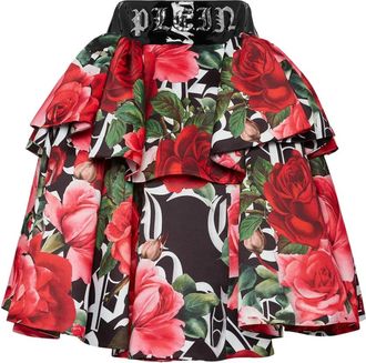 Philipp Plein Blossom Skirt - Dames - Korte rokken - Veelkleurig - L - Polyester - Rokken