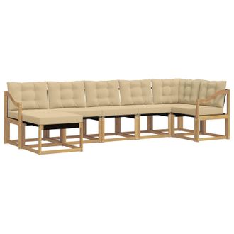 vidaXL Conjunto De Sof&aacute;s De Exterior Con Coj&iacute;n 7 Pcs Y Beige Vidaxl