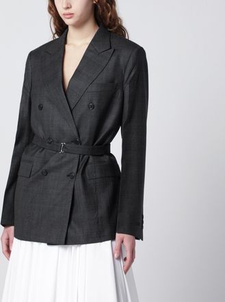 Prada Double-breasted wool jacket with check pattern