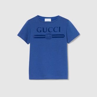 Gucci Kids - Cotton T-shirt With Print, Size 10 years, Blue, Ready-to-wear