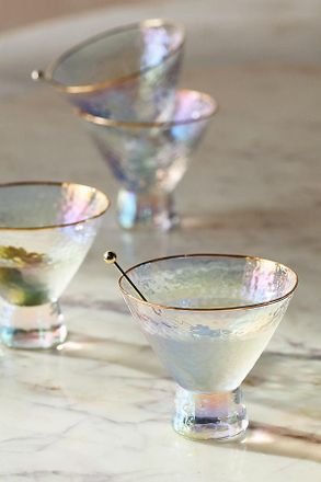 Anthropologie Zaza Lustered Stemless Martini Glasses, Set of 4
