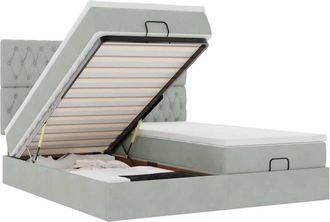 vidaXL Vidaxl - Estructura De Cama Otomana Colchones Terciopelo Gris Claro
