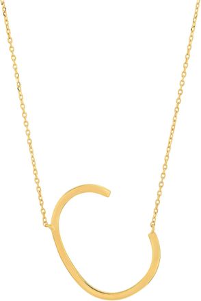MAX + STONE 10k Yellow or White Gold Large Sideways Block Letter Initial with Cable Chain